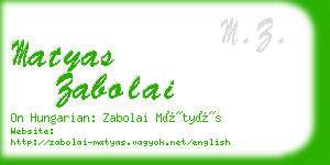 matyas zabolai business card